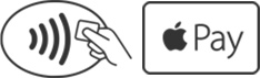 Apple Pay and contactless payment icons.