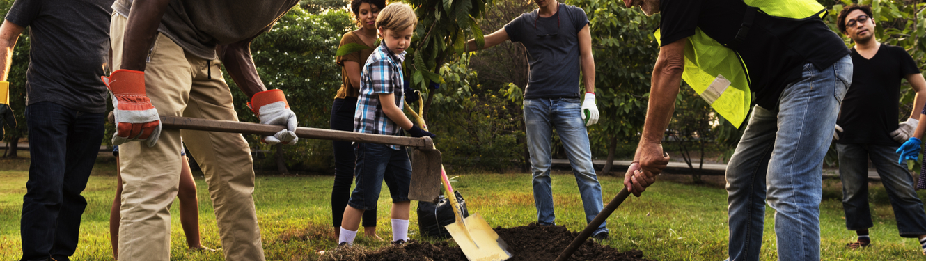 Image of people doing community service.